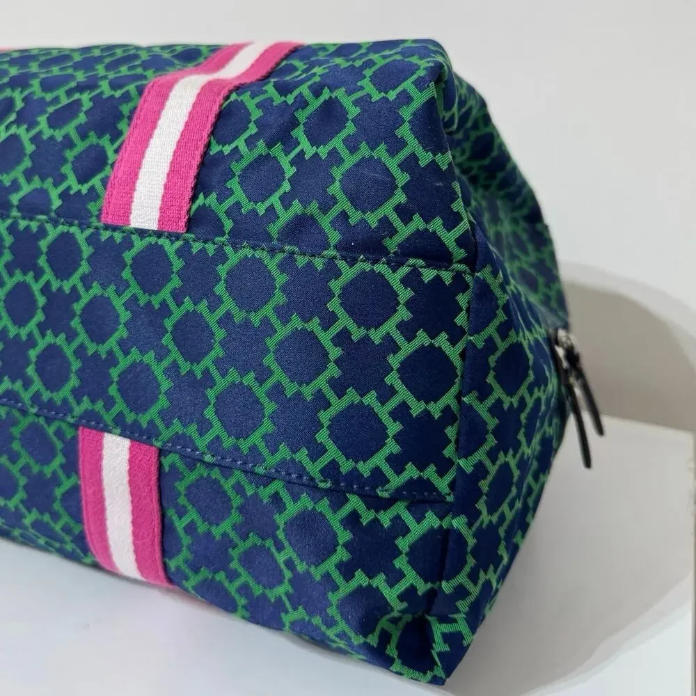 Tommy Hilfiger Large Weekender Duffle Bag Poly Blend Blue Green Geo Pattern
